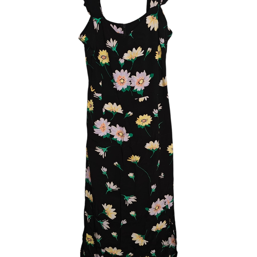 LOFT Black Dress with Floral Accents